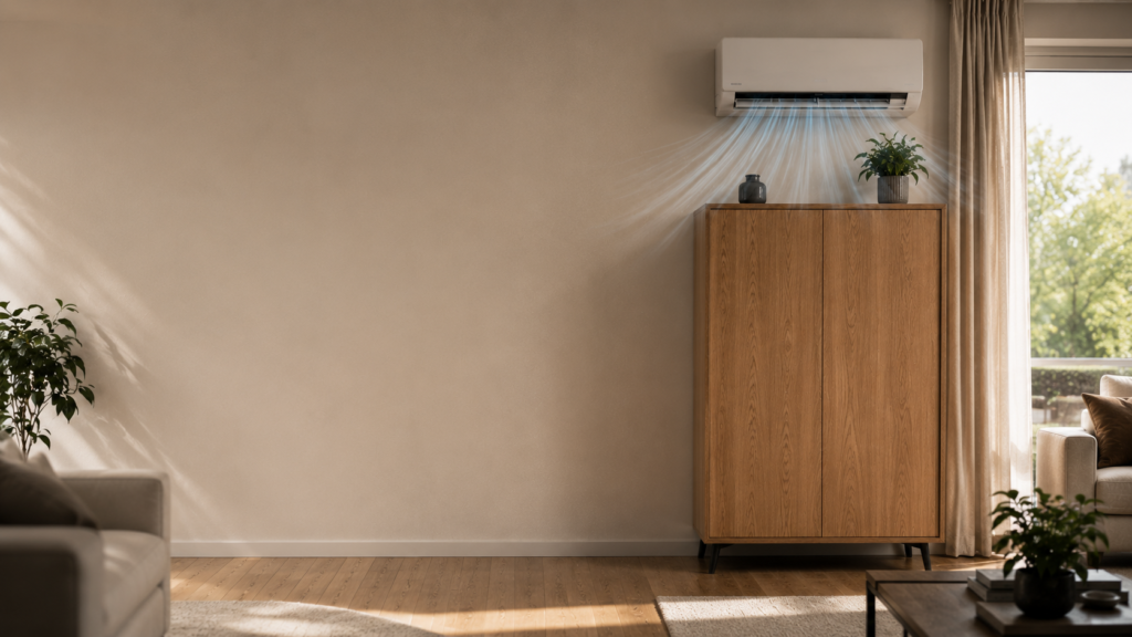 Mueble debajo del aire acondicionado