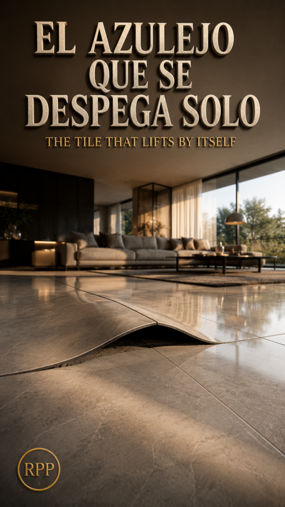 Azulejos se despegan solos por acumulación de tensiones en un pavimento cerámico.